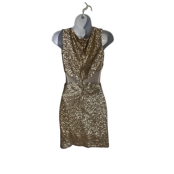 TFNC London Gold Sequins Mini Dress Women’s XS Stretchy Sparkly Homecoming Party - Picture 13 of 16